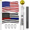 G128 Combo Pack: 25 Ft Telescoping Aluminum Flagpole (Silver) & American and Thin Blue Red Line Flags 3x5 Ft, Both ToughWeave Series Embroidered Polyester | Pole with Flags Included
